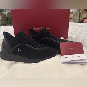 Salvatore Ferragamo Black Knit Sneakers